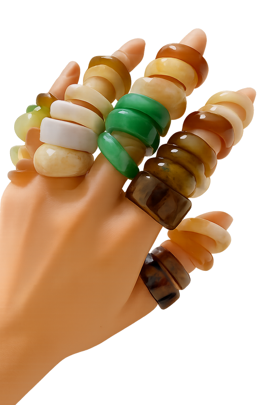 Anillos de resina multicolor estilo bohemio - al azar