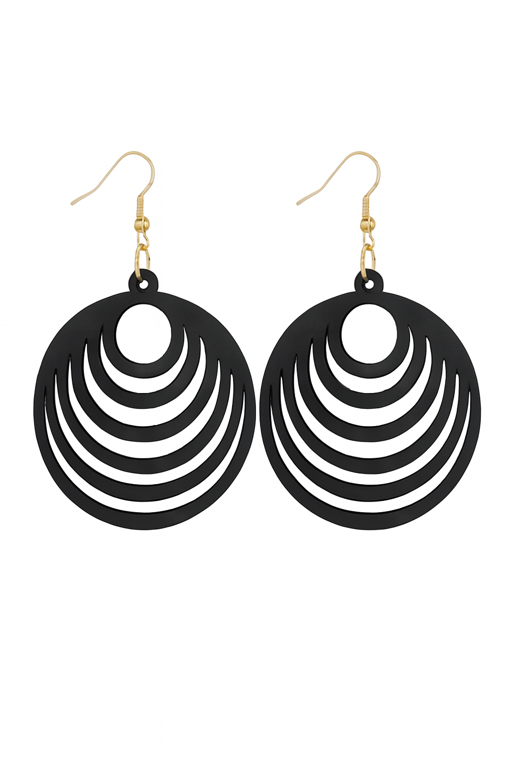 🖤 Pendientes de Madera – Anillos Concéntricos & Negro Mate