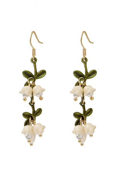 🌼 Pendientes Florales – Diseño Natural con Perlas
