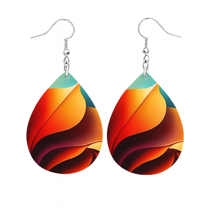 🎨 Colección Gotitas Abstractas – Pendientes de Madera Multicolor