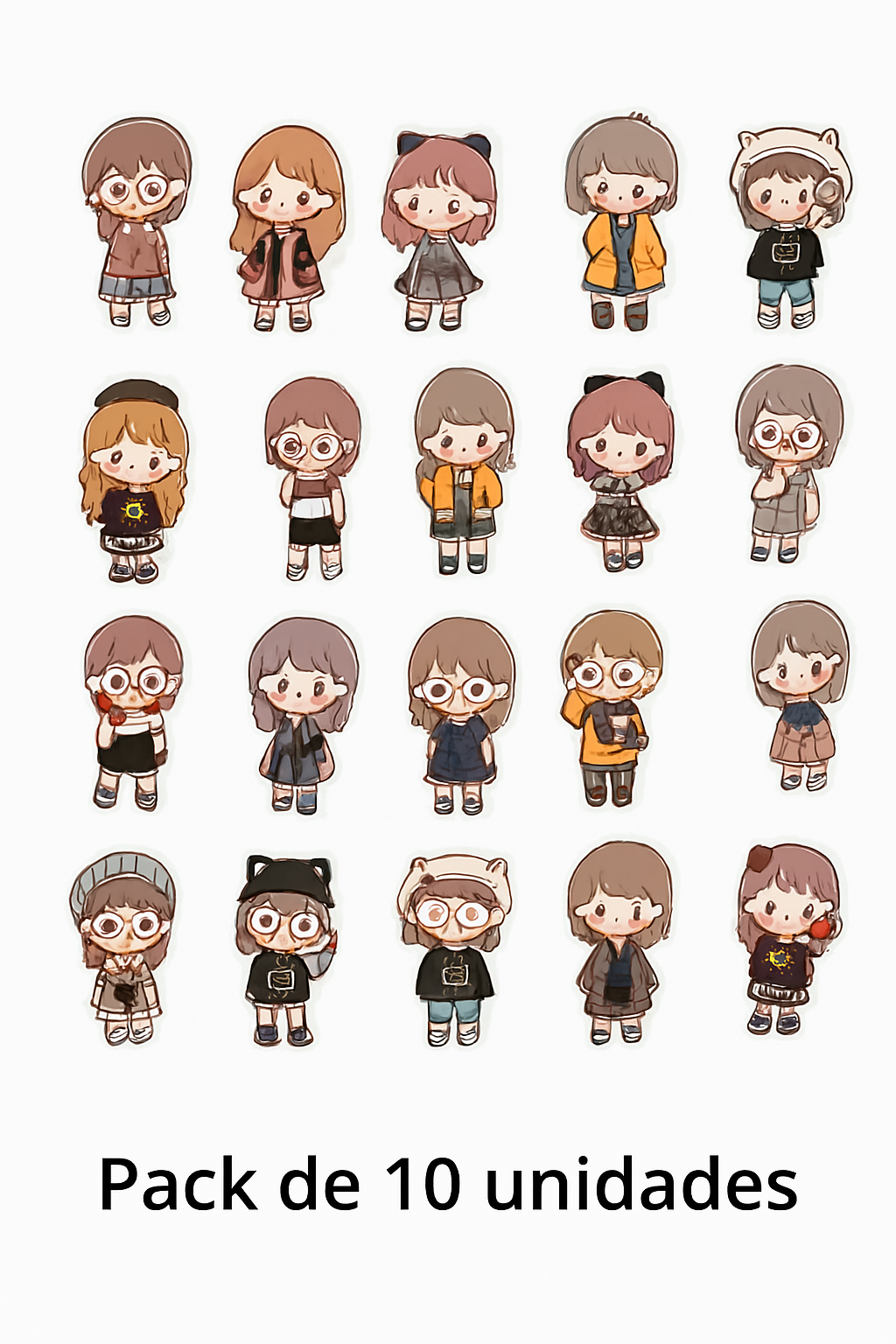 🎎 Stickers Personajes Animados – Pack de 10 Unidades & Estilo Ilustrado