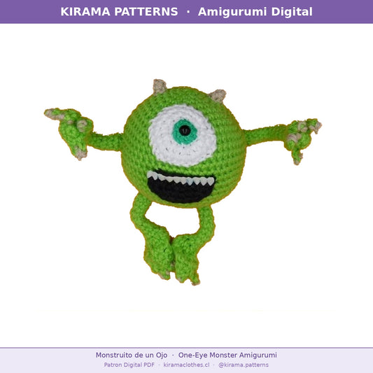 Monstruito de un Ojo — Patrón Digital Amigurumi PDF · One-Eye Monster Amigurumi Crochet Pattern