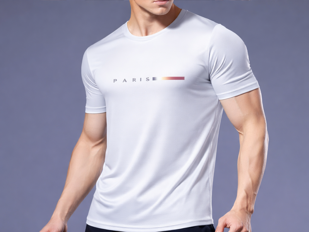 Polera Deportiva Hombre Cuello Redondo con Estampado Paris